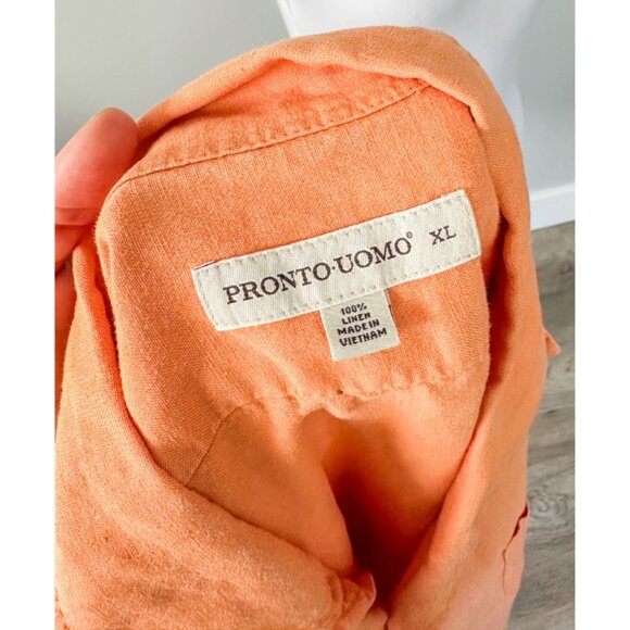 Pronto Uomo 100% Orange Linen Top - Picture 2 of 8